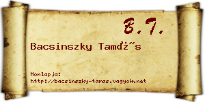 Bacsinszky Tamás névjegykártya